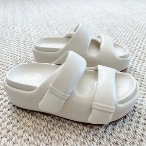 ASH Zeta Double Strap CreamLeather Platform Sandals Women's Size 36 US 6 NEW